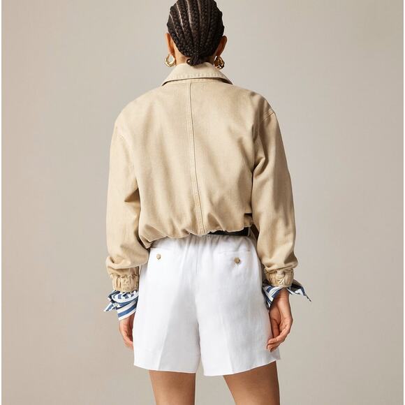 J.Crew 6" Harbor Saffron Linen Trouser Short Womens S White Elastic -Back Waist - Picture 2 of 8